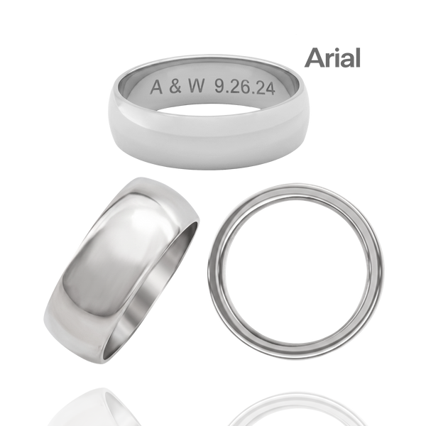 Sterling Silver Comfort Fit Wedding Bands with Optional Engraving  (8.0 mm)