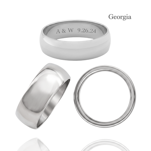 Sterling Silver Comfort Fit Wedding Bands with Optional Engraving  (8.0 mm)