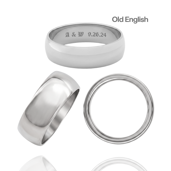 Sterling Silver Comfort Fit Wedding Bands with Optional Engraving  (8.0 mm)