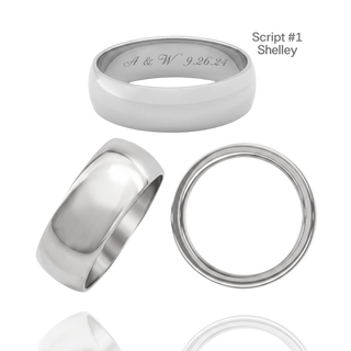 Sterling Silver Comfort Fit Wedding Bands with Optional Engraving  (8.0 mm)