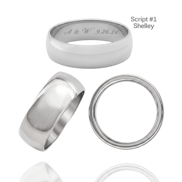 Sterling Silver Comfort Fit Wedding Bands with Optional Engraving  (8.0 mm)