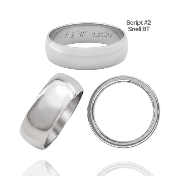 Sterling Silver Comfort Fit Wedding Bands with Optional Engraving  (8.0 mm)