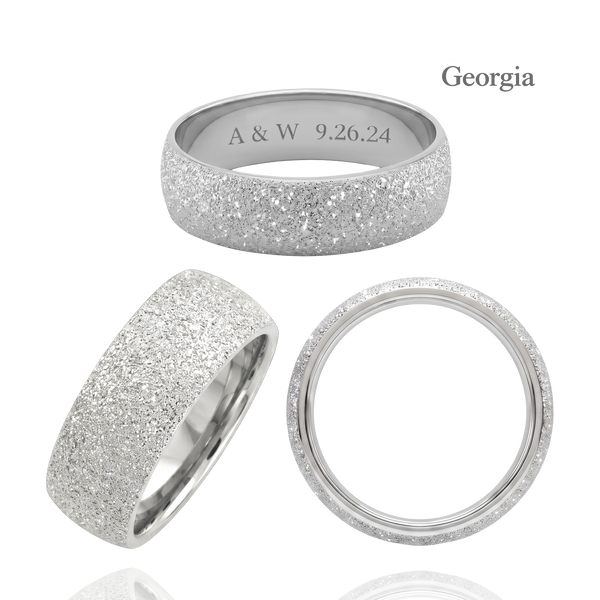 Sterling Silver Comfort Fit Wedding Bands with Optional Engraving  (8.0 mm)