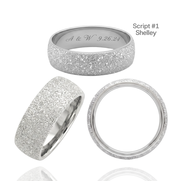 Sterling Silver Comfort Fit Wedding Bands with Optional Engraving  (8.0 mm)