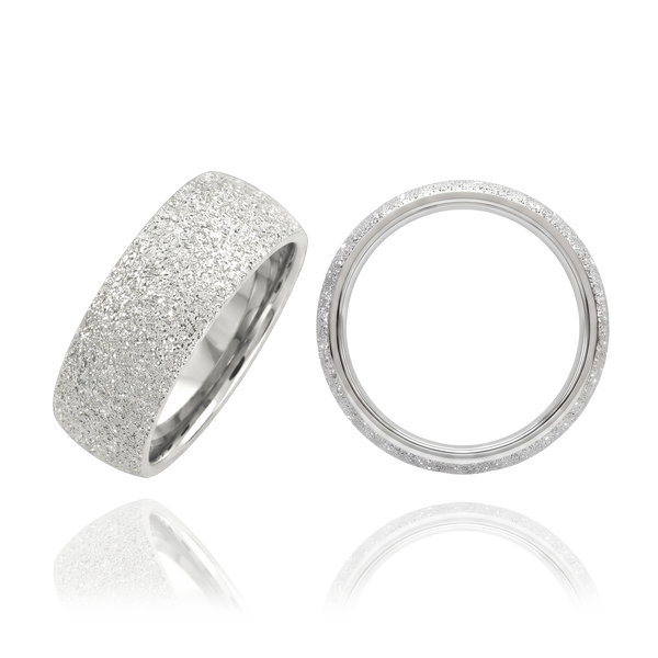 Sterling Silver Comfort Fit Wedding Bands with Optional Engraving  (8.0 mm)