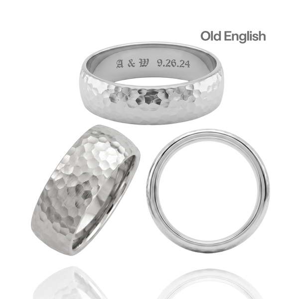Sterling Silver Comfort Fit Wedding Bands with Optional Engraving  (8.0 mm)