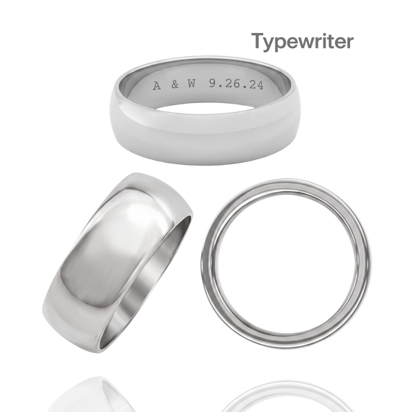 Sterling Silver Comfort Fit Wedding Bands with Optional Engraving  (8.0 mm)