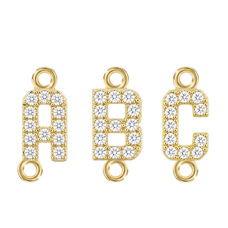Small Initial Charm with Natural Diamonds with 2 Jump Rings (.005 ct)