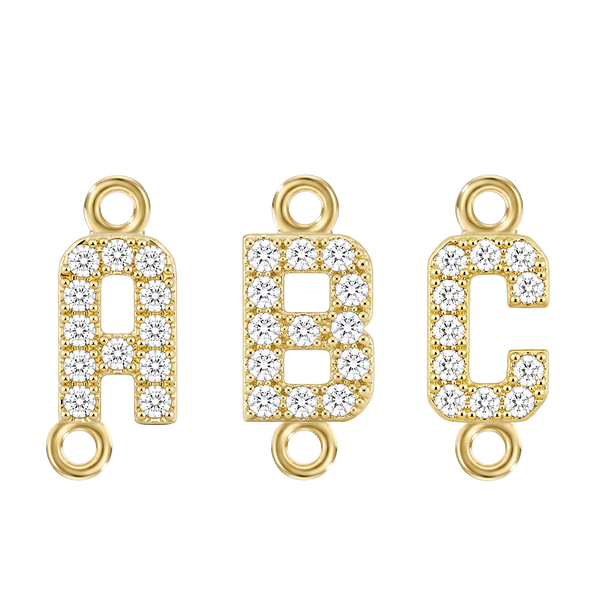 Small Initial Charm with Lab Grown Diamonds with 2 Jump Rings (.005 ct)