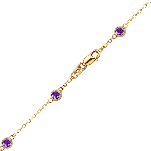 Finished Diamond by the Yard Cable Chain Necklace in 14K Yellow Gold with Alexandrite Stones