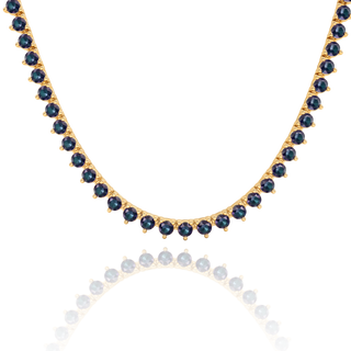 Tennis Necklace with Alexandrite Stones (June Birthstones) in 14K Gold (1.75 mm - 4.0 mm)