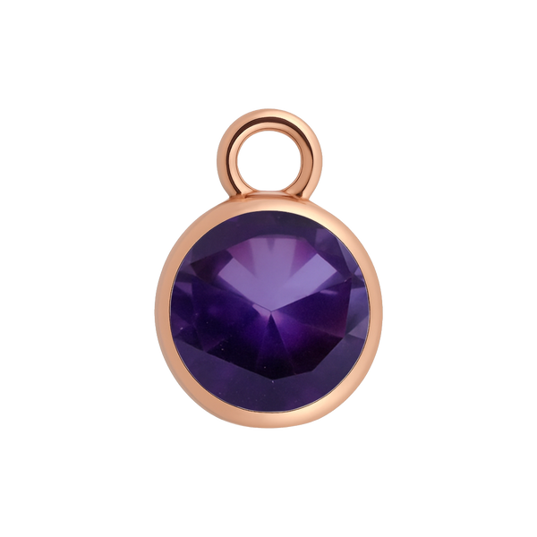 Diamond or Gemstone Bezel Drop Charm in 14K Pink Gold