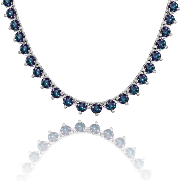 Tennis Necklace with Alexandrite Stones (June Birthstones) in 14K Gold (1.75 mm - 4.0 mm)