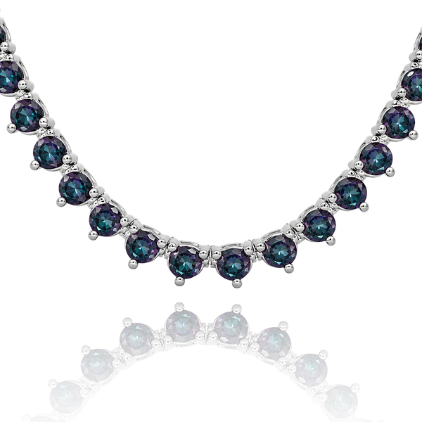 Tennis Necklace with Alexandrite Stones (June Birthstones) in 14K Gold (1.75 mm - 4.0 mm)
