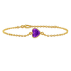 Diamond or Gemstone Heart Bezel Charm in 14K Yellow Diamond Cut Cable Bracelet
