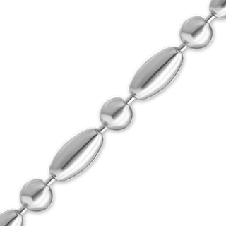 Bulk / Spooled Alternating Oval / Round Bead Chain in Sterling Silver (4.00 mm)