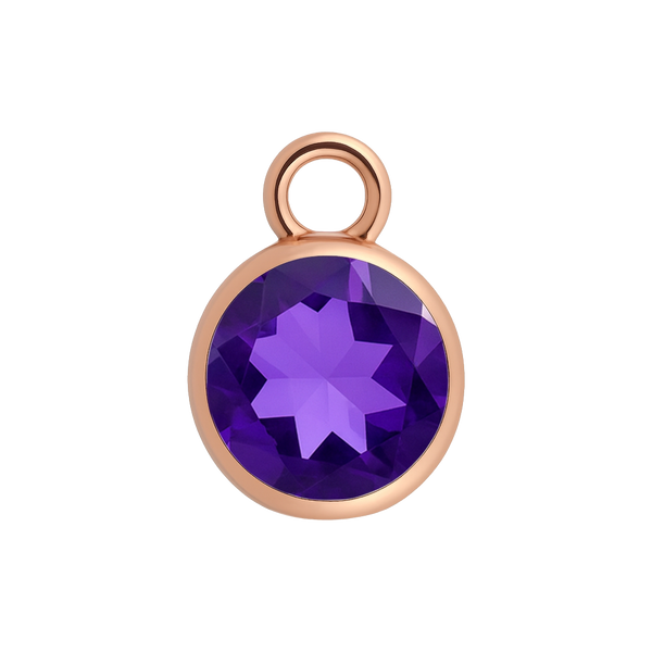 Diamond or Gemstone Bezel Drop Charm in 14K Pink Gold