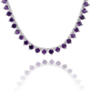 Tennis Necklace with Amethyst Stones (February Birthstones) in 14K Gold (1.75 mm - 4.0 mm)