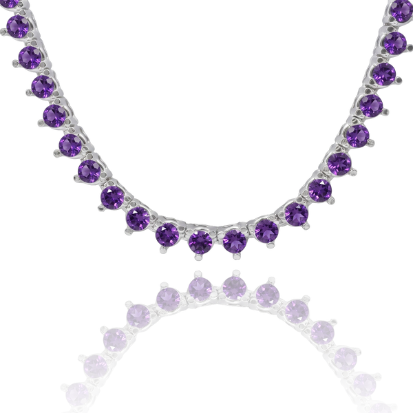 Tennis Necklace with Amethyst Stones (February Birthstones) in 14K Gold (1.75 mm - 4.0 mm)