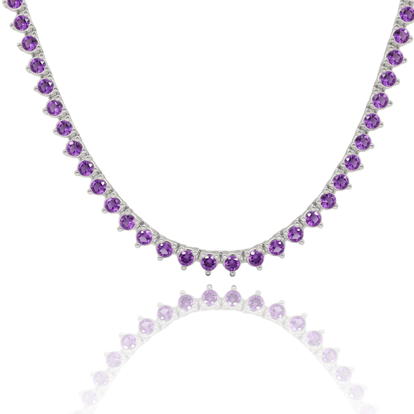 Tennis Necklace with Amethyst Stones (February Birthstones) in 14K Gold (1.75 mm - 4.0 mm)