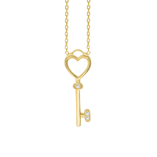 Key Necklace with Cubic Zirconia in Sterling Silver (25 x 9 mm)