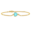 Diamond or Gemstone Heart Bezel Charm in 14K Yellow Diamond Cut Cable Bracelet