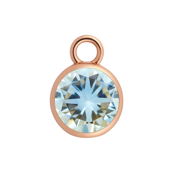 Diamond or Gemstone Bezel Drop Charm in 14K Pink Gold