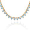 Tennis Necklace with Aquamarine Stones (March Birthstones) in 14K Gold (1.75 mm - 4.0 mm)