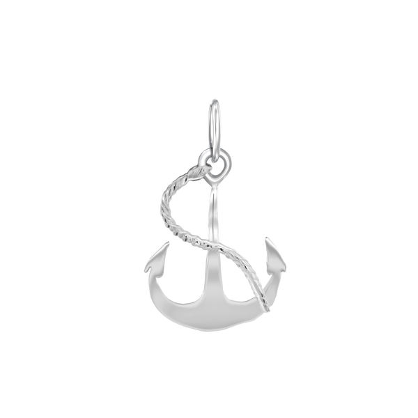 Anchor with Rope Charm in Sterling Silver (16 x 17mm)