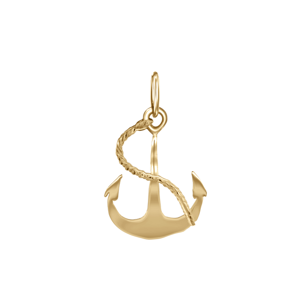 Anchor with Rope Charm in Sterling Silver (16 x 17mm)