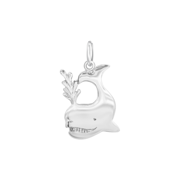 Whale Spraying Charm in Sterling Silver (23 x 13mm)