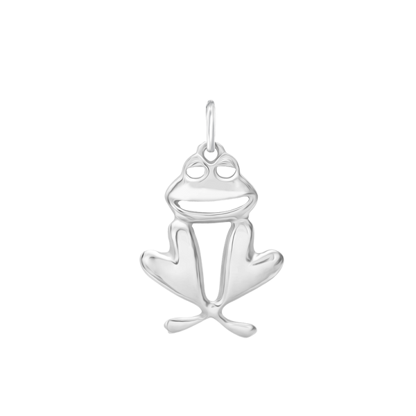 Smiling Frog Charm in Sterling Silver (27 x 17mm)