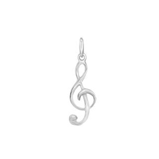 Musical Note Charm in Sterling Silver (27 x 9mm)