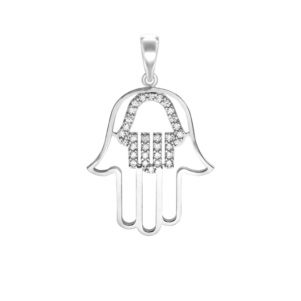 Sterling Silver Hamsa Pendant (30 x 19 mm)