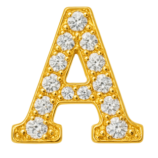 Large Initial Charm with Natural Diamonds Finding in 14K Gold (8 mm)
