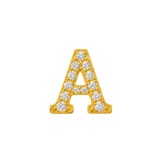 Large Initial Charm with Lab Grown Diamonds Finding in 14K Gold (8 mm)