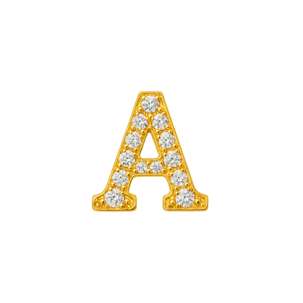 Large Initial Charm with Lab Grown Diamonds Finding in 14K Gold (8 mm)