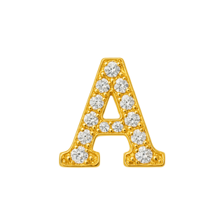 Small Initial Charm with Natural Diamonds Finding in 14K Gold (.005 ct)