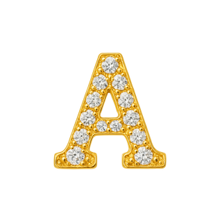 Large Initial Charm with Natural Diamonds Finding in 14K Gold (8 mm)