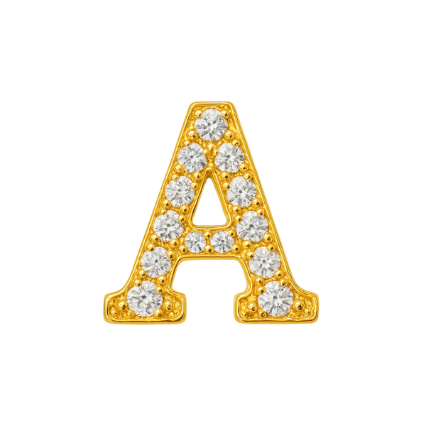 Large Initial Charm with Natural Diamonds Finding in 14K Gold (8 mm)