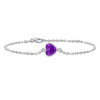 Diamond or Gemstone Heart Bezel Charm in 14K White Diamond Cut Cable Bracelet