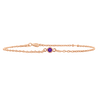 Diamond or Gemstone Round Bezel Charm in 14K Pink Round Cable Bracelet