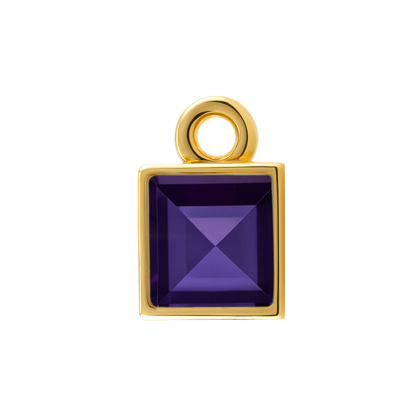 Diamond or Gemstone Square Bezel Drop Charm in 14K Yellow Gold