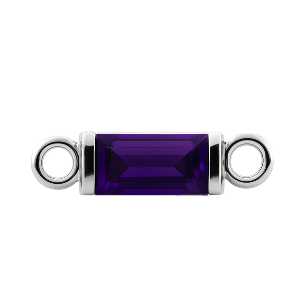 Diamond or Gemstone Baguette Bezel Bracelet/Necklace Charm in 14K White Gold