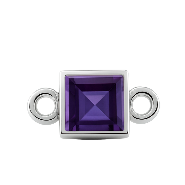 Diamond or Gemstone Square Bezel Bracelet/Necklace Charm in 14K White Gold