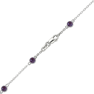 Finished Diamond by the Yard Cable Chain Anklet in 14K White Gold with Alexandrite Stones