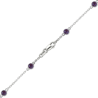 Finished Diamond by the Yard Cable Chain Anklet in 14K White Gold with Alexandrite Stones