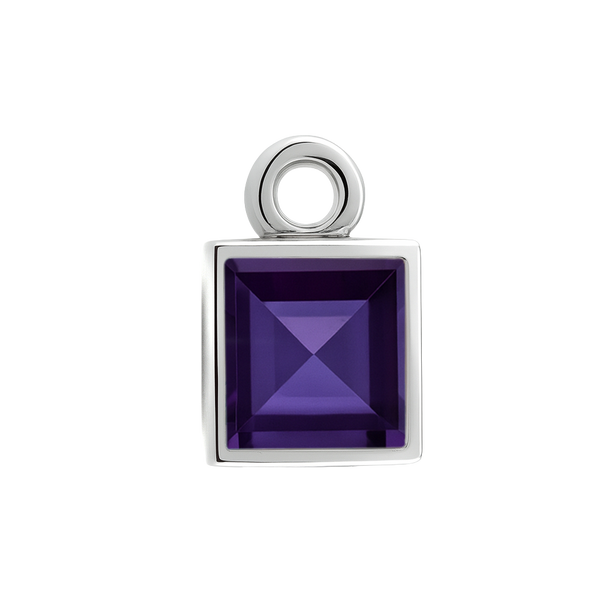 Diamond or Gemstone Square Bezel Drop Charm in 14K White Gold