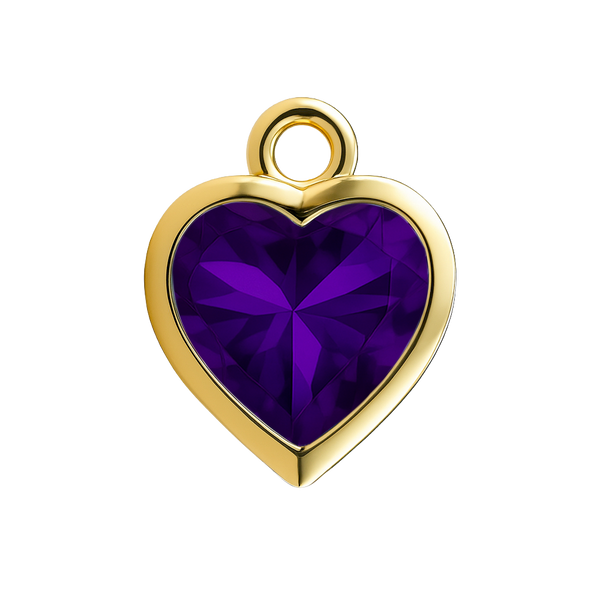 Diamond or Gemstone Heart Bezel Drop Charm in 14K Yellow Gold