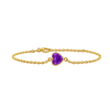 Diamond or Gemstone Heart Bezel Charm in 14K Yellow Round Cable Bracelet